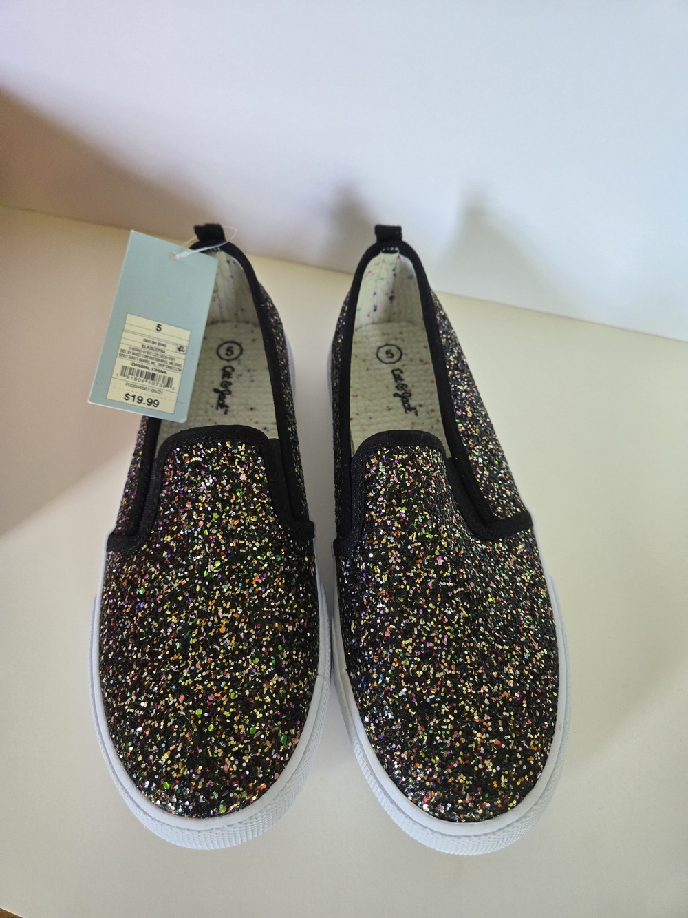 Cat & Jack Unisex Kids Black/Multi Slip-On Sneakers